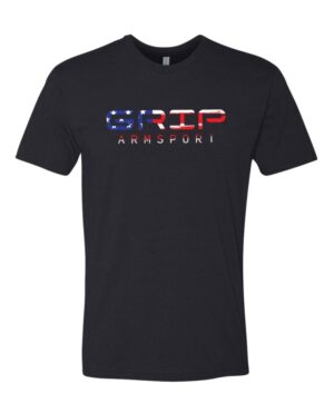 A black t-shirt with the word grip on it.
